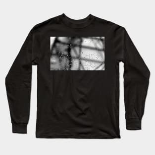 Black & White Photograph Dew Art Spider Web Spooky Halloween Photography Abstract Long Sleeve T-Shirt